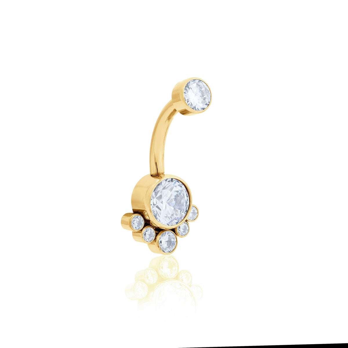 CZ Paw Navel Bar in Gold
