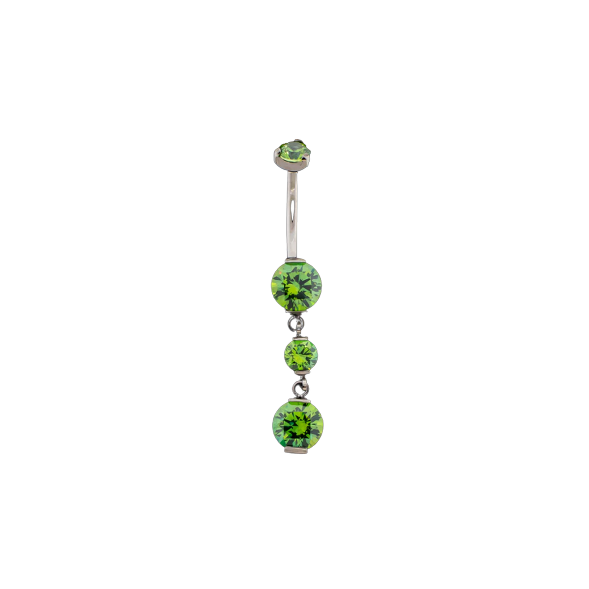 Prong Set Spring Green Gem Dangle Navel Bar