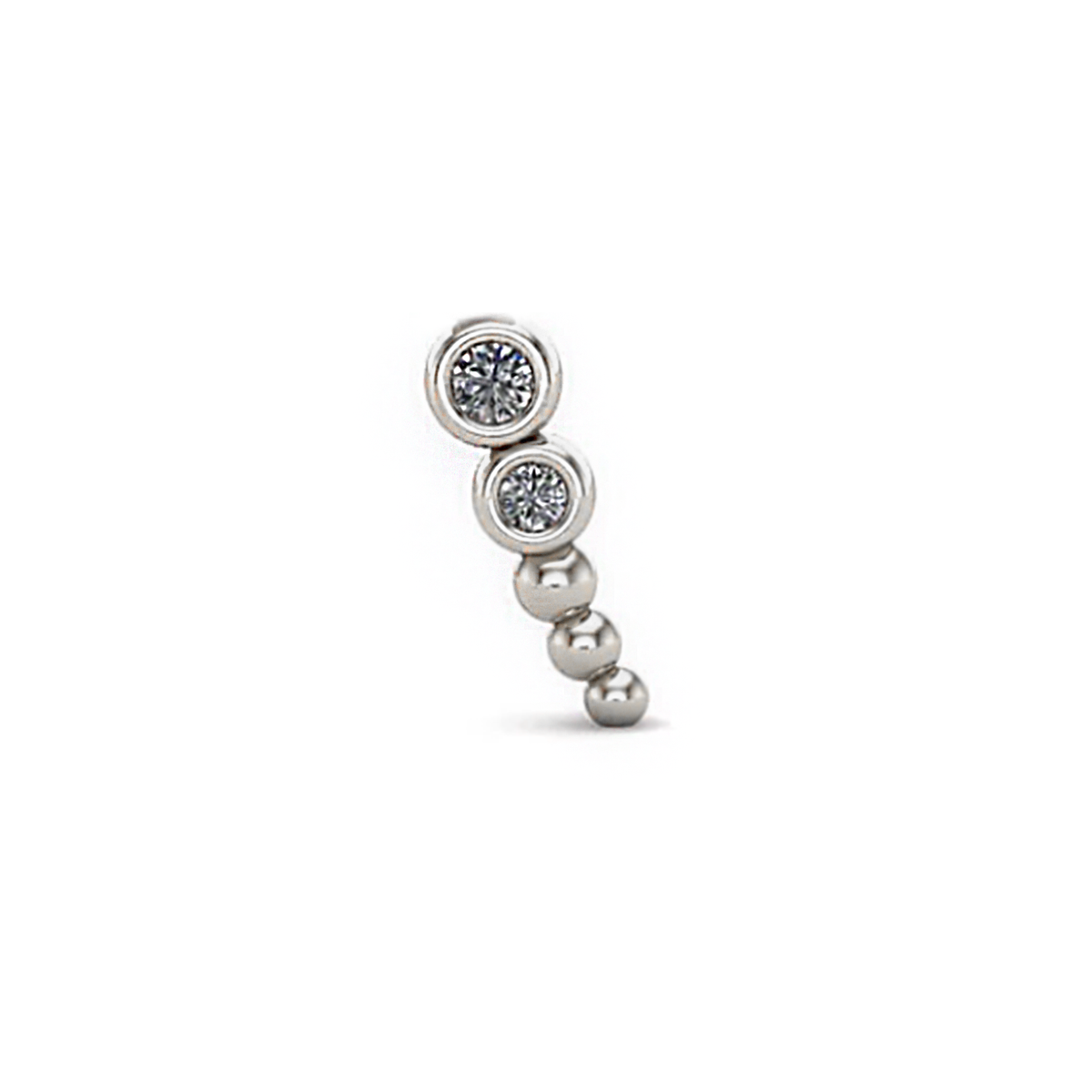 Mushroom Beaded Bezel Clear CZ