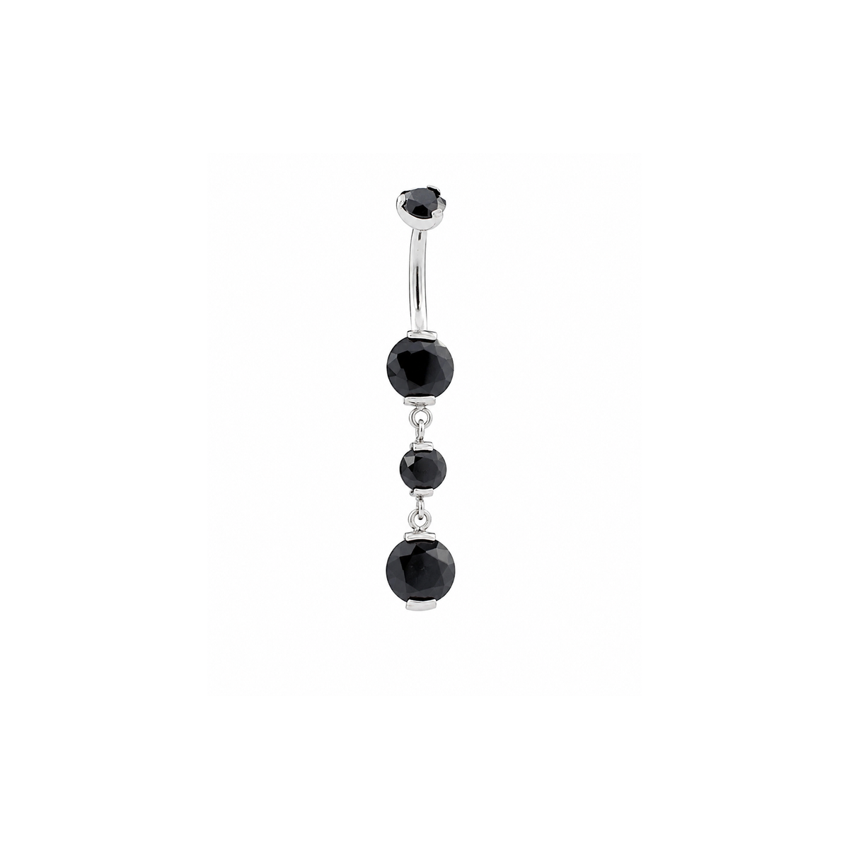 Prong Set Black Gem Dangle Navel Bar