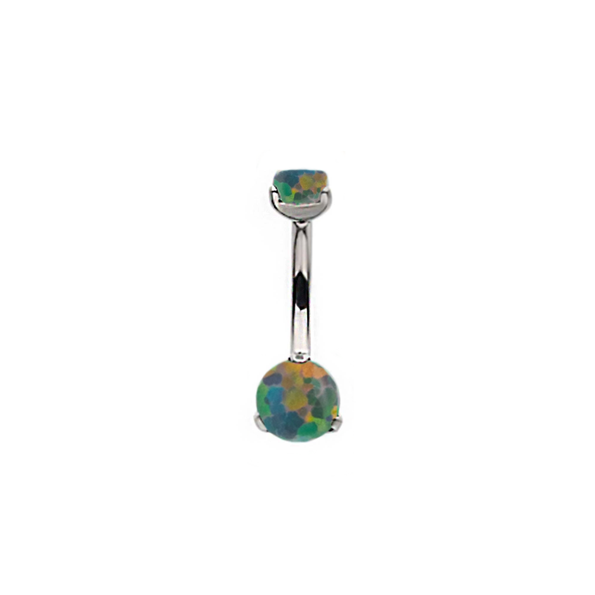 Round Double Black Opal Navel Bar