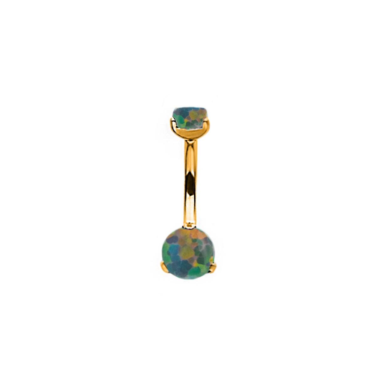 Round Double Black Opal Navel Bar