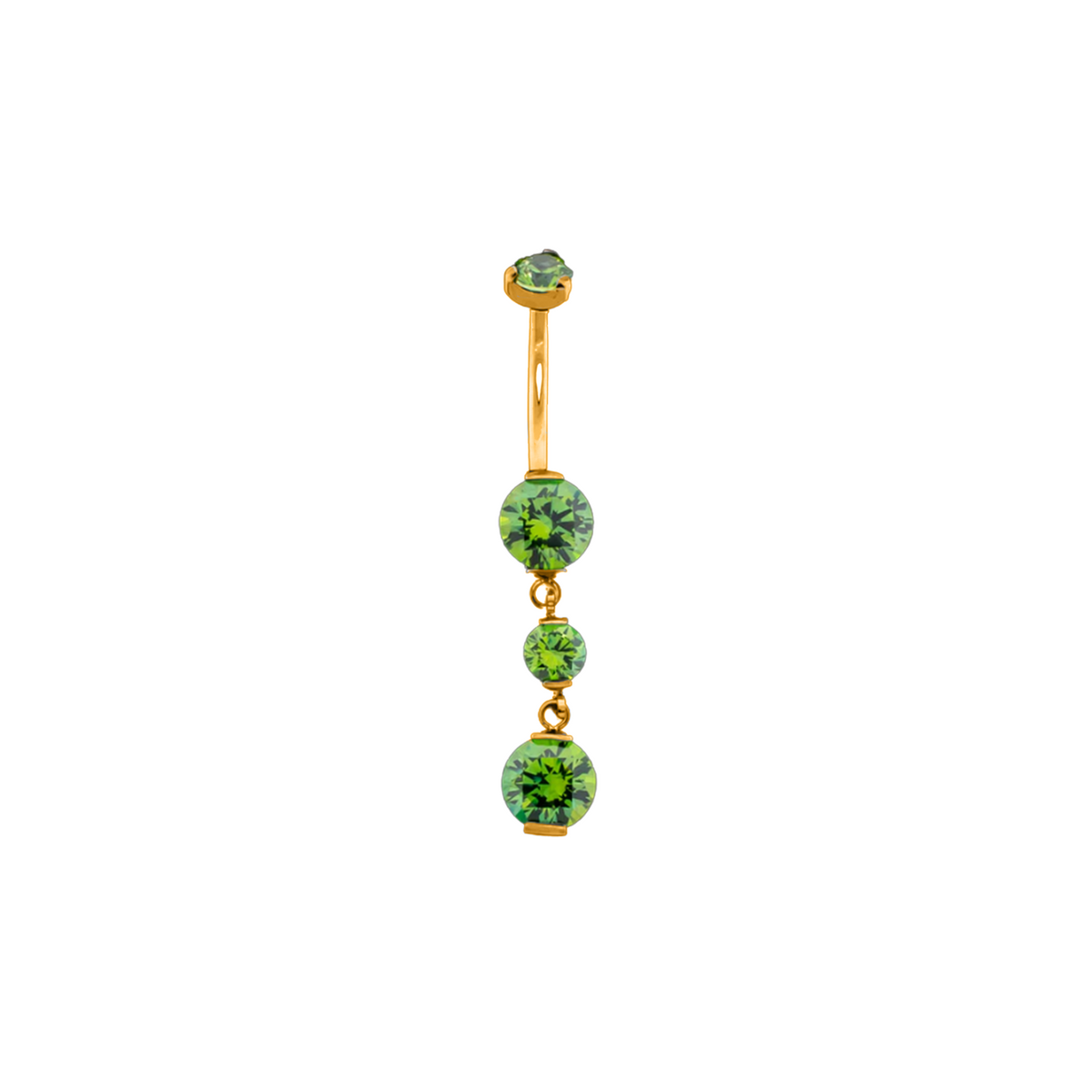 Prong Set Spring Green Gem Dangle Navel Bar
