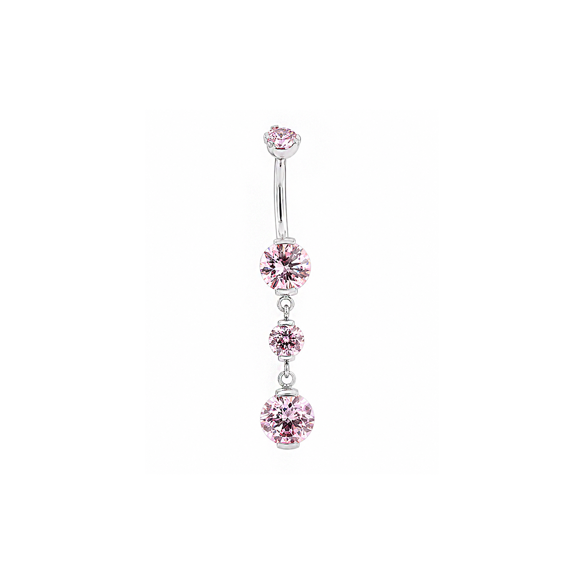 Prong Set Pink Gem Dangle Navel Bar