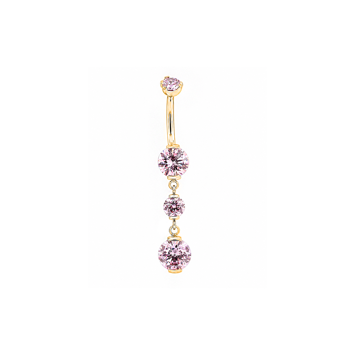 Prong Set Pink Gem Dangle Navel Bar