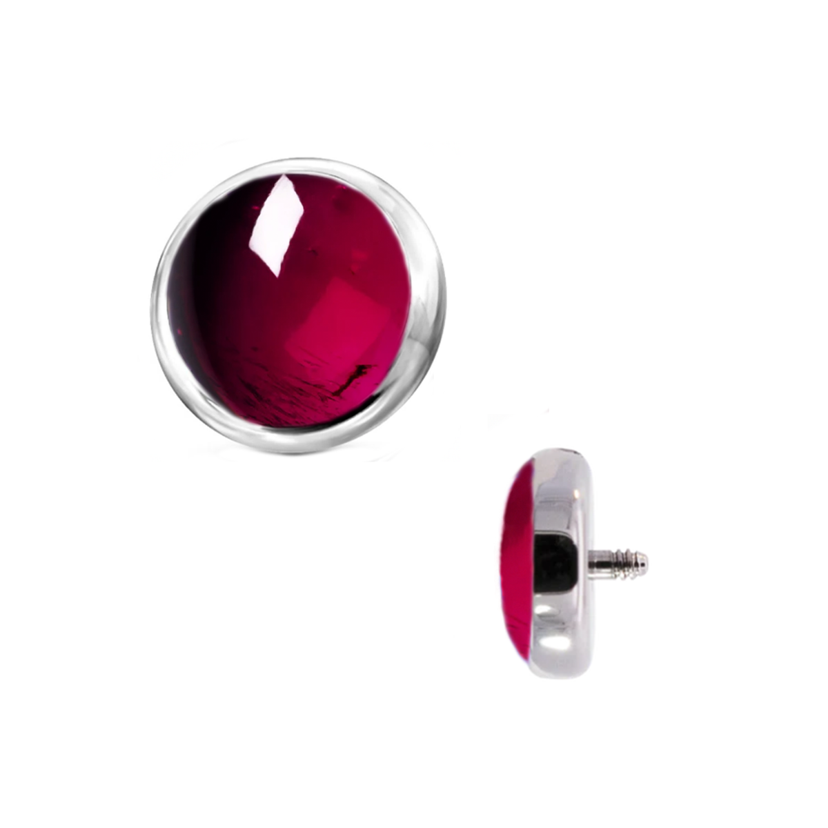 Rhodolite threaded 16g Cabochon