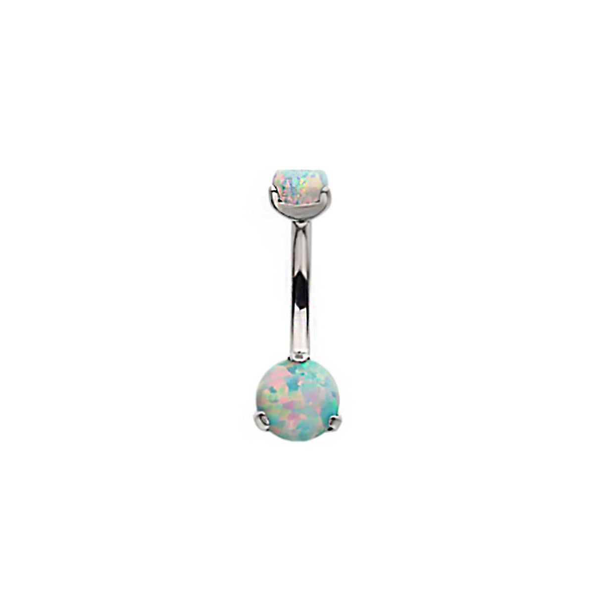 Round Double White Opal Navel Bar