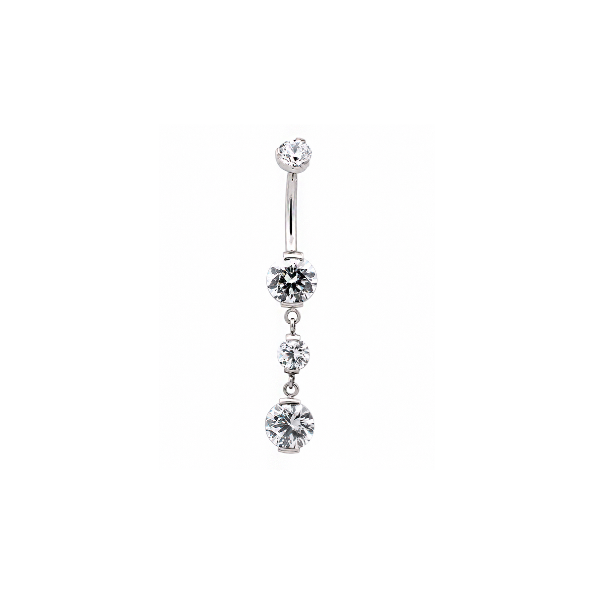 Prong Set Clear CZ Dangle Navel Bar