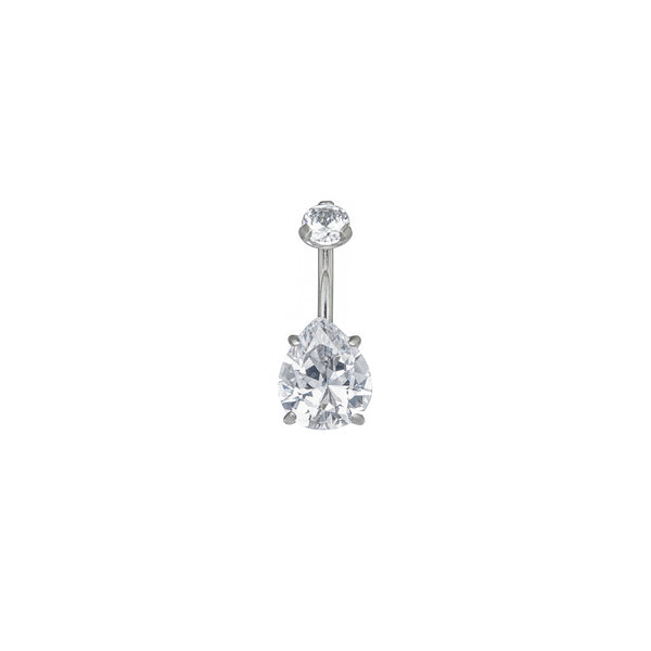 NAVEL CRYSTAL TEAR DROP IN SILVER Metalmorphosis Jewellery