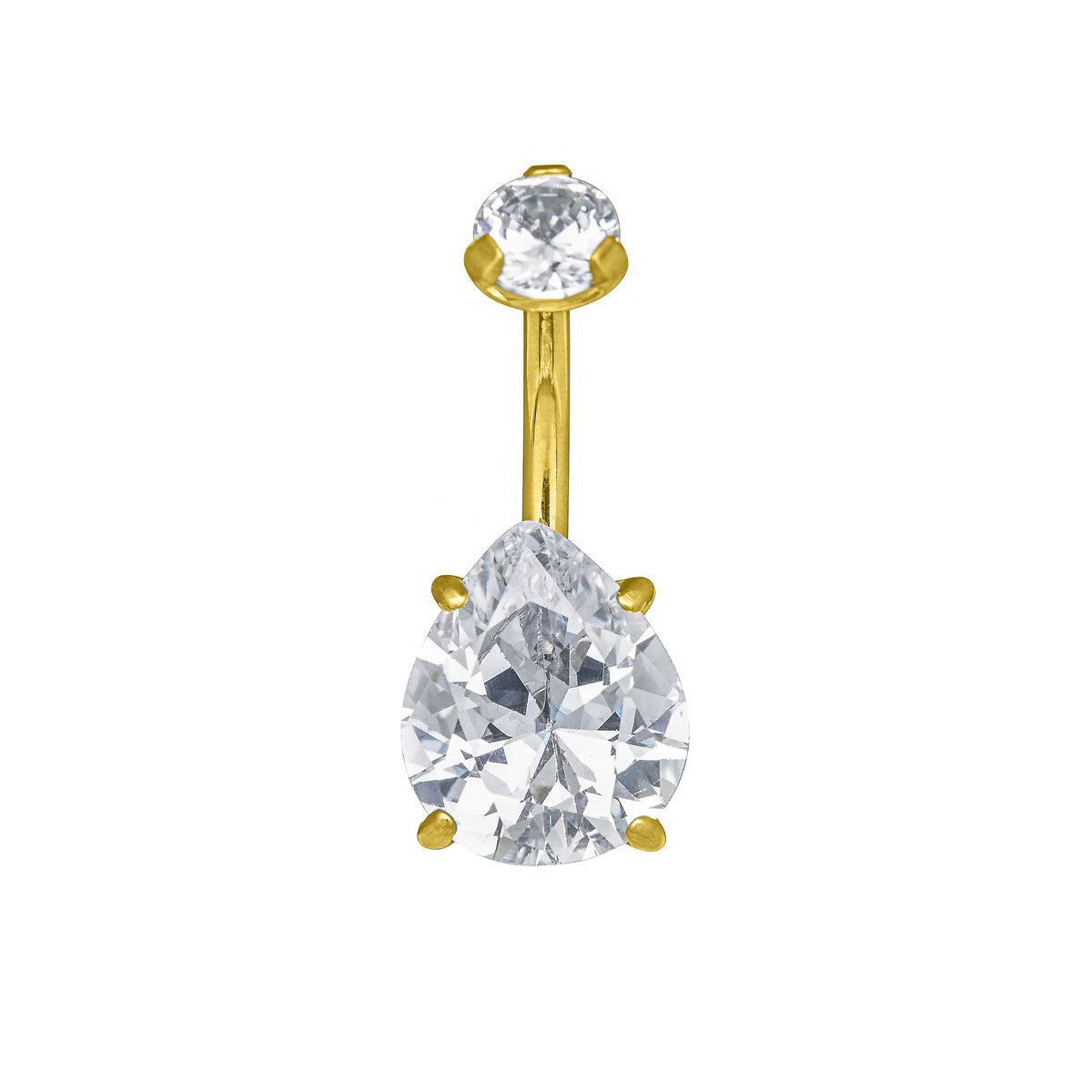 NAVEL CRYSTAL TEAR DROP IN GOLD