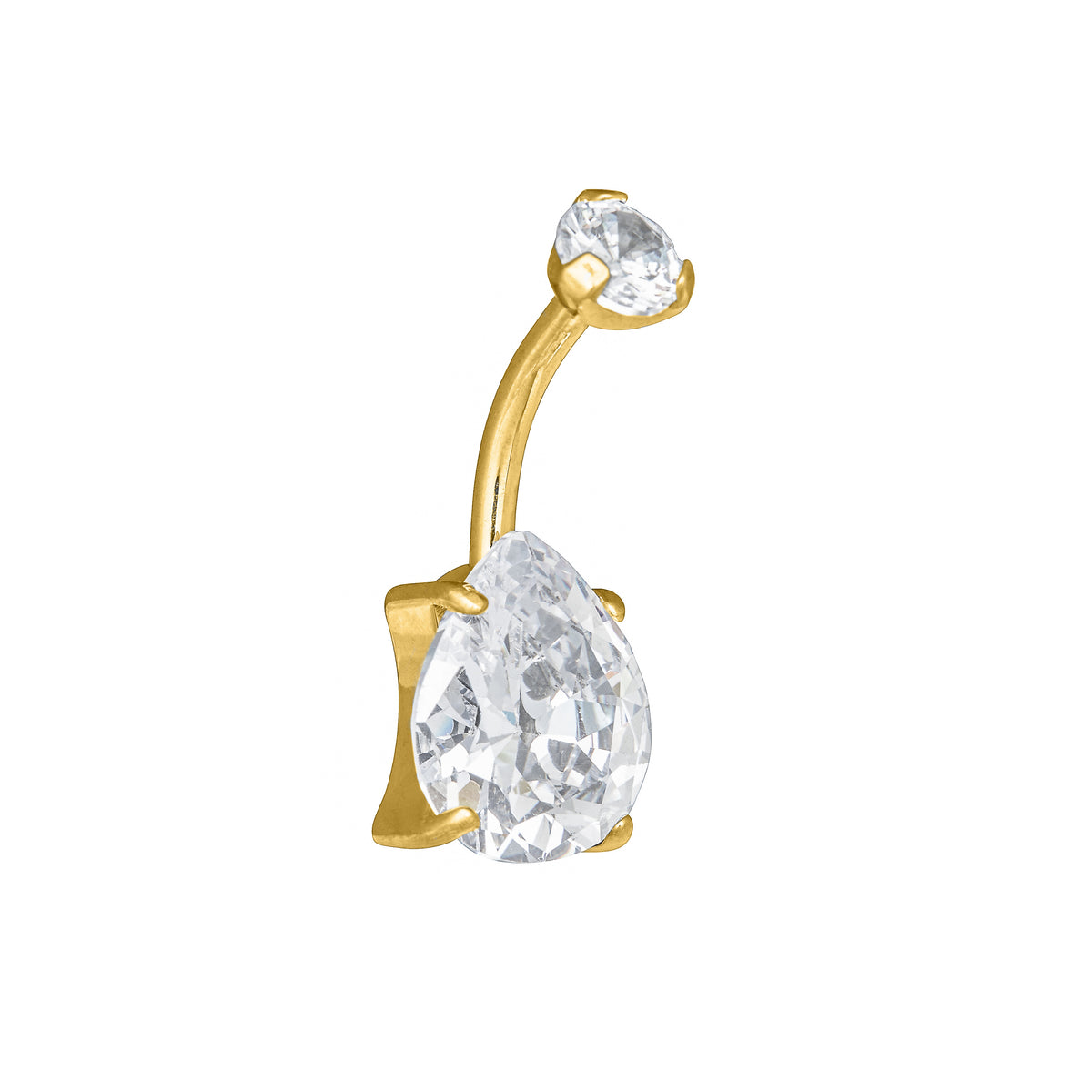 NAVEL CRYSTAL TEAR DROP IN GOLD