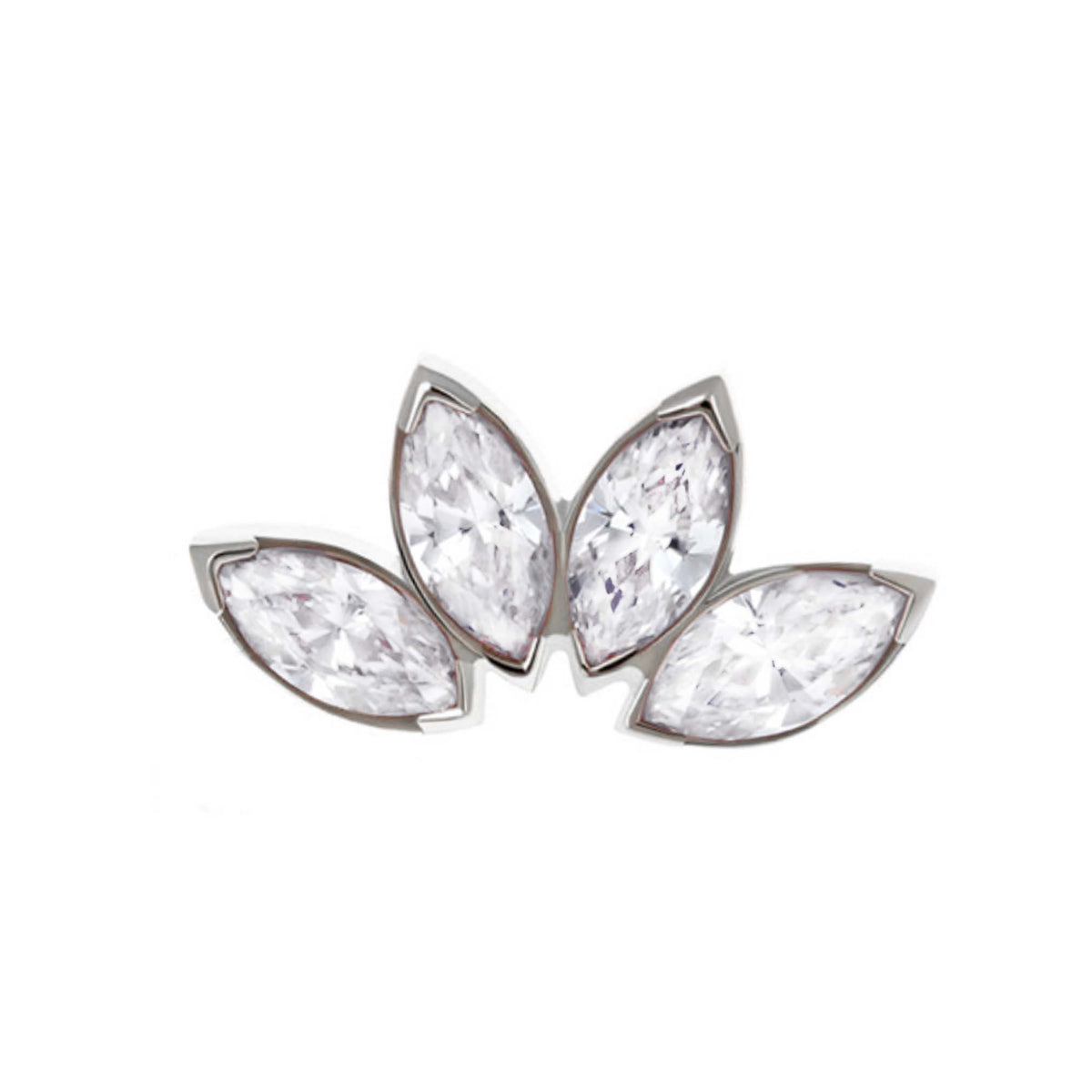 Four Gem Clear Marquise Fan