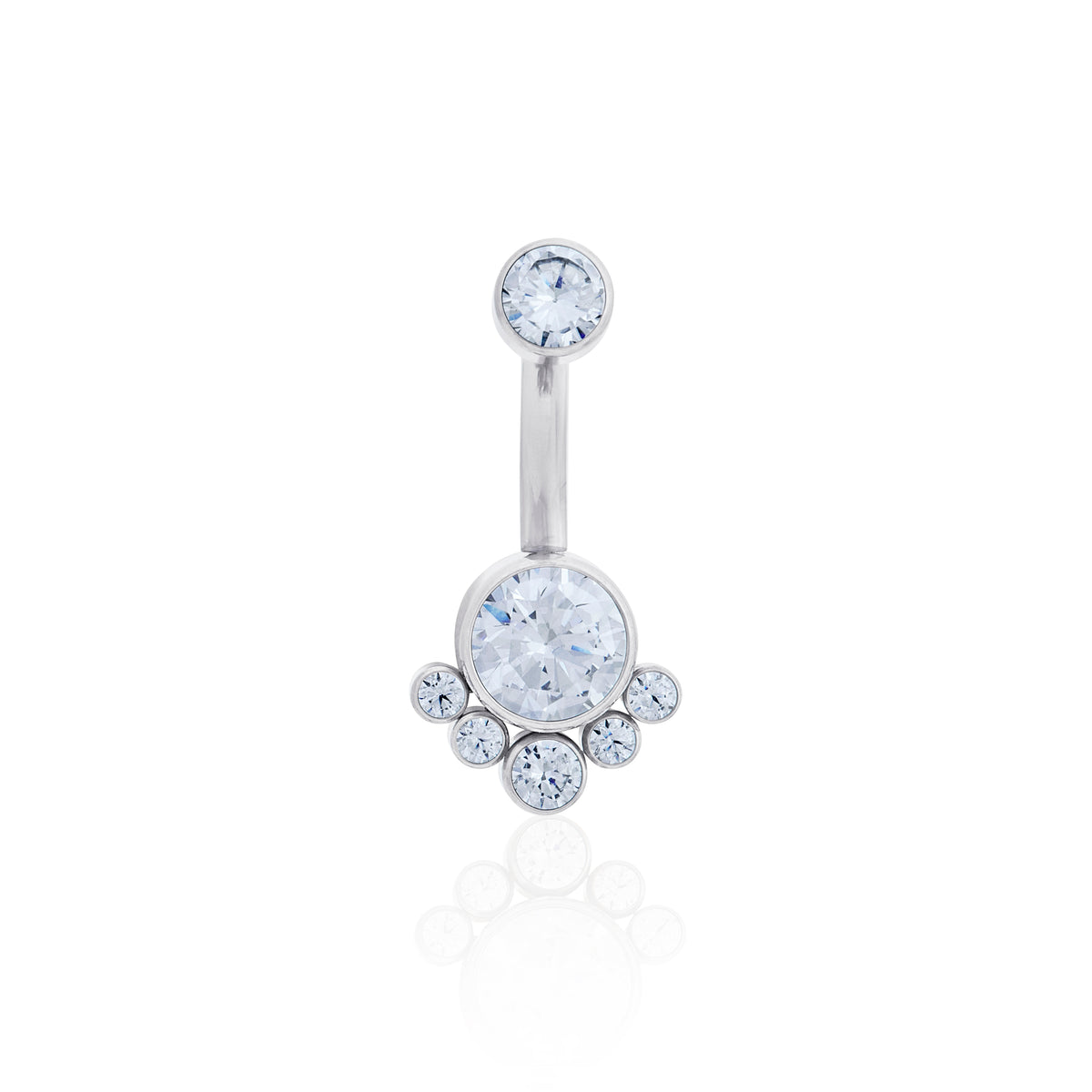 CZ Paw Navel Bar in Silver