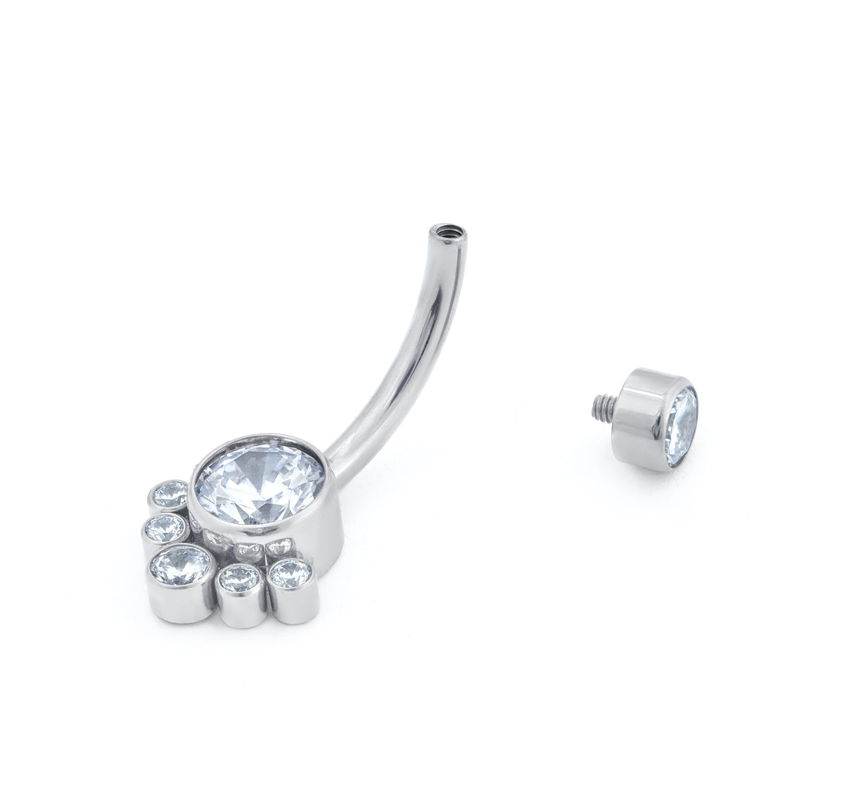 CZ Paw Navel Bar in Silver