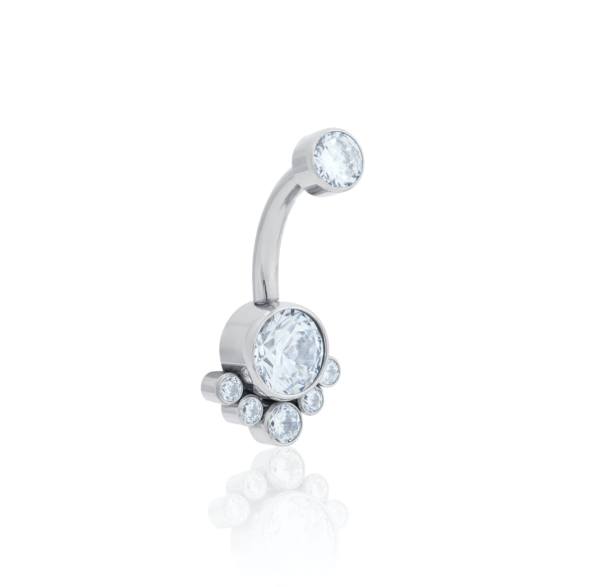 CZ Paw Navel Bar in Silver
