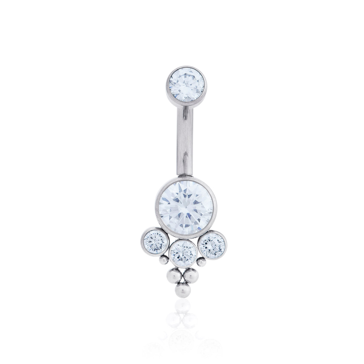 Crown Navel Bar in Silver