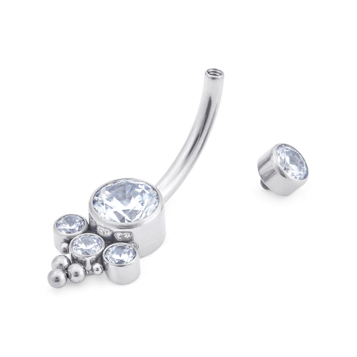 Crown Navel Bar in Silver