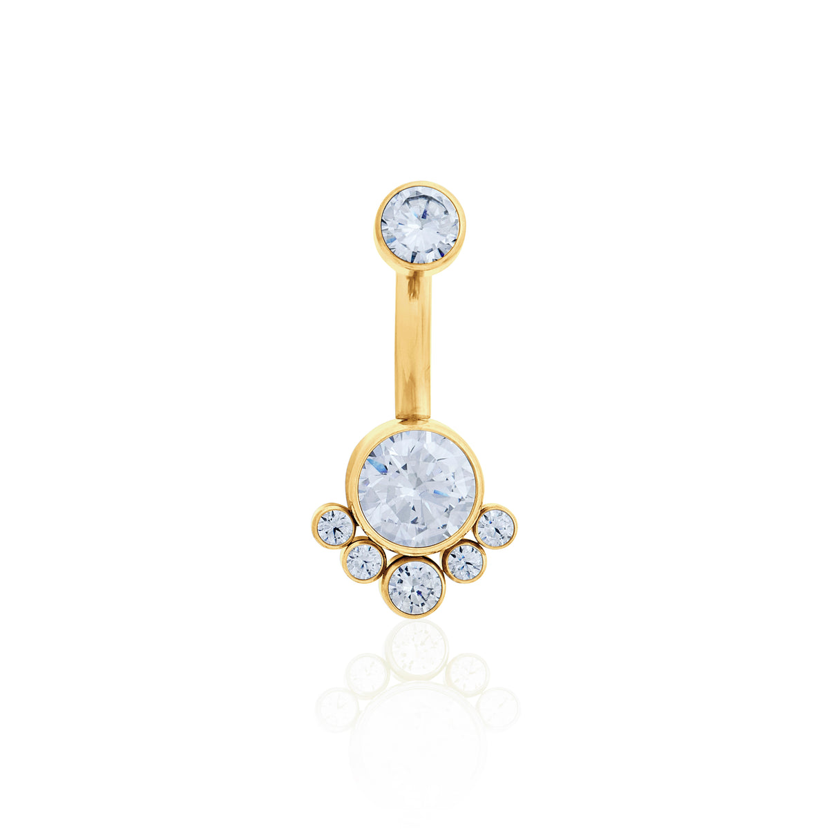 CZ Paw Navel Bar in Gold