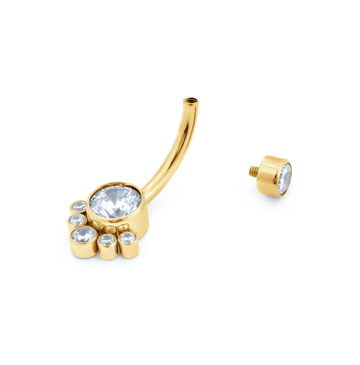 CZ Paw Navel Bar in Gold