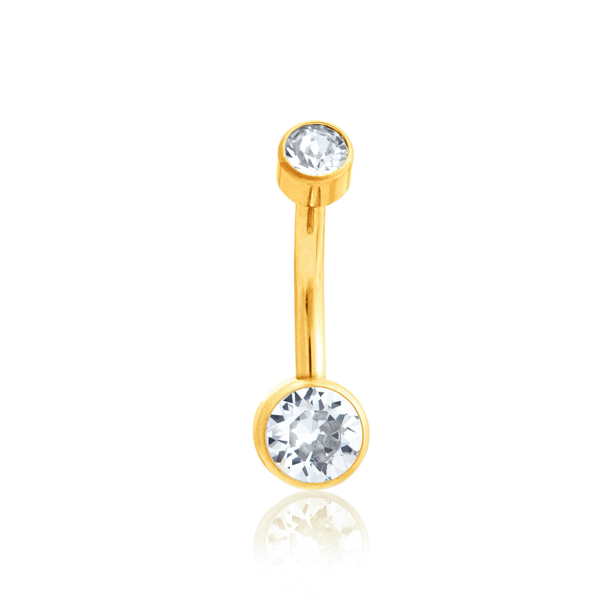 BEZEL SET CZ NAVEL BAR IN GOLD