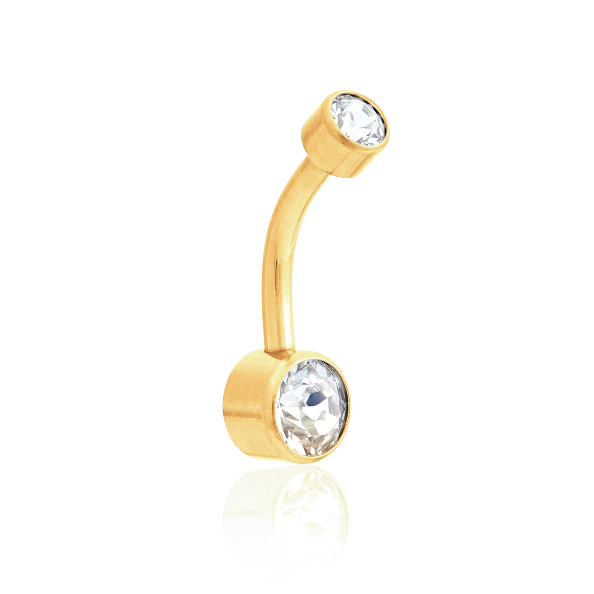 Bezel Set CZ Navel Bar in Gold