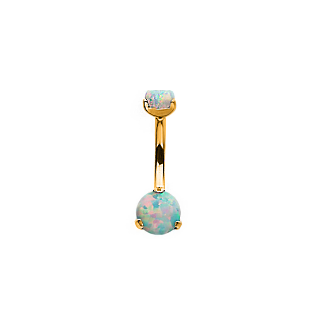Round Double White Opal Navel Bar