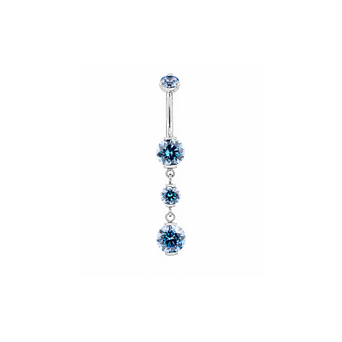Prong Set Arctic Blue Gem Dangle Navel Bar