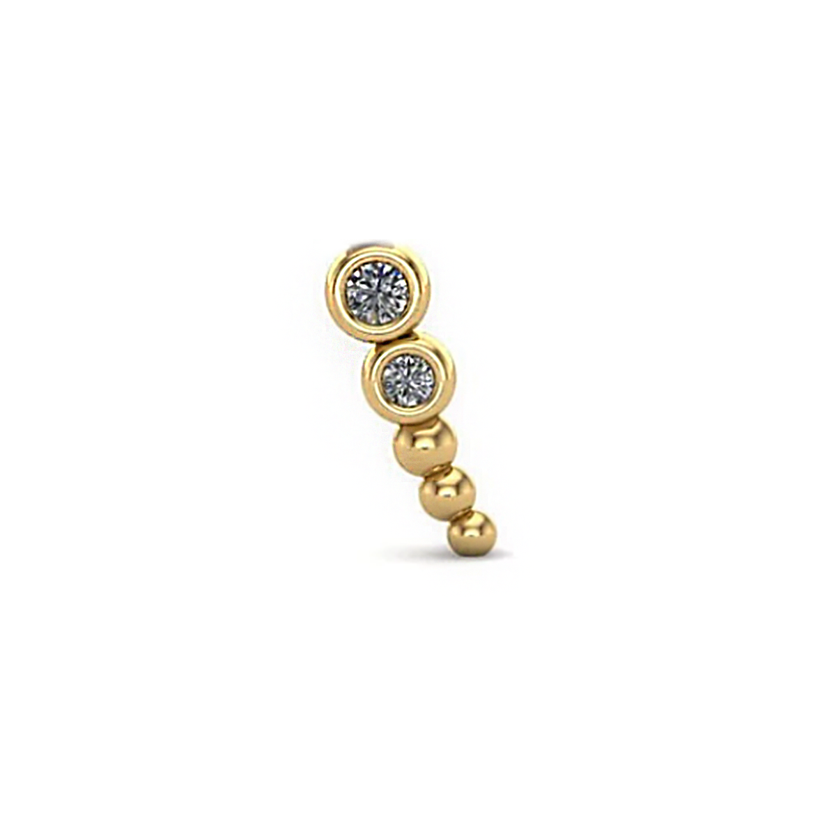 Mushroom Beaded Bezel Clear CZ