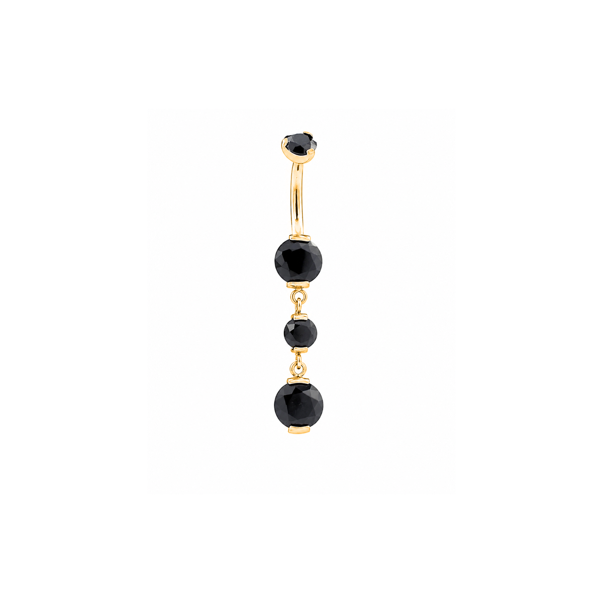 Prong Set Black Gem Dangle Navel Bar