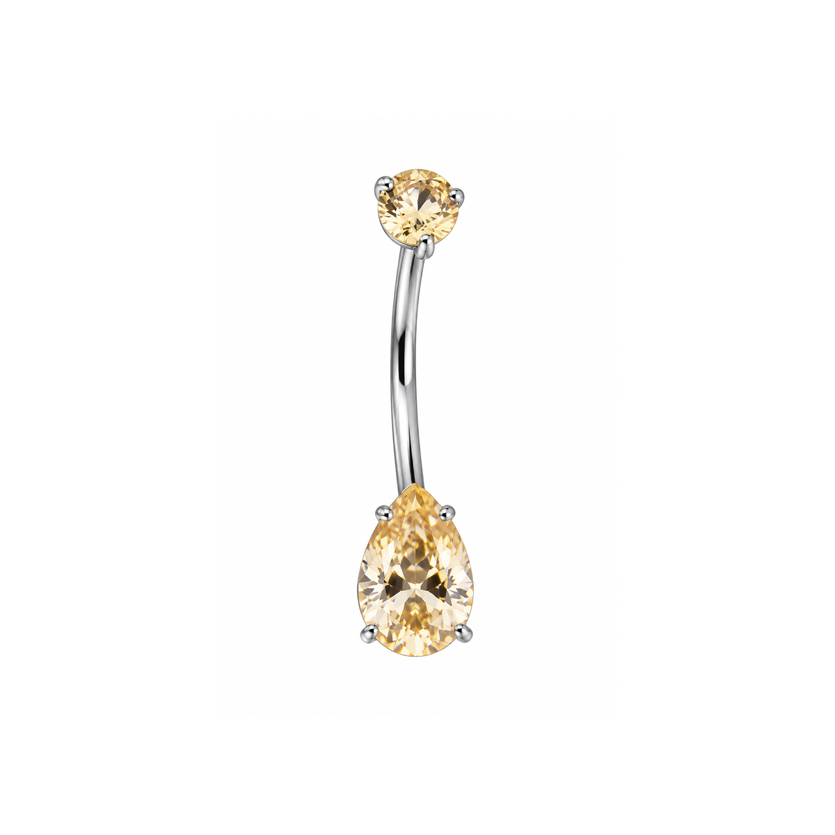 Pear Cut Champagne CZ Navel Bar