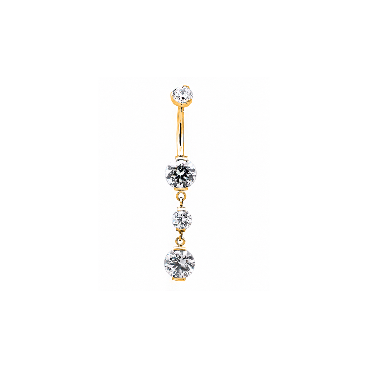 Prong Set Clear CZ Dangle Navel Bar