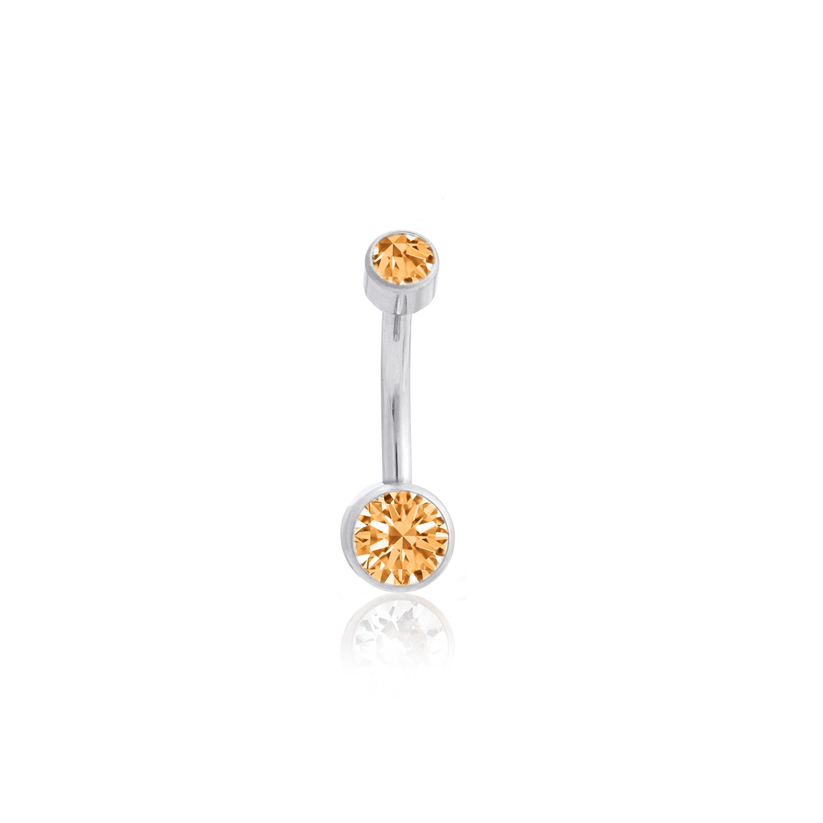 Bezel Set Amber Gem Navel Bar