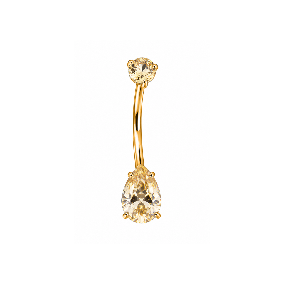 Pear Cut Champagne CZ Navel Bar