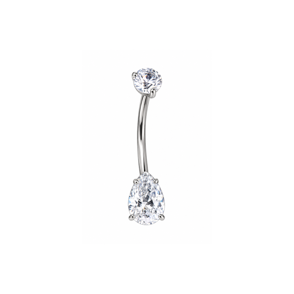 Pear Cut Clear CZ Navel Bar