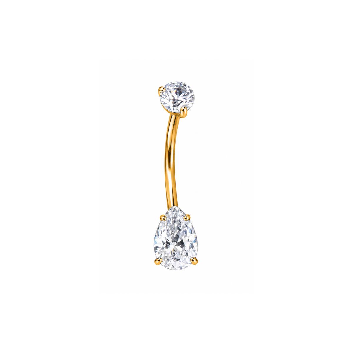 Pear Cut Clear CZ Navel Bar