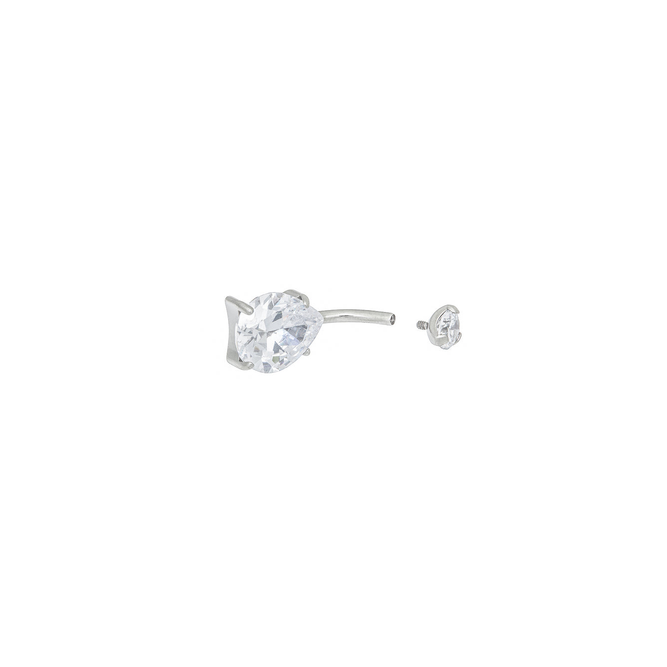 NAVEL CRYSTAL TEAR DROP IN SILVER